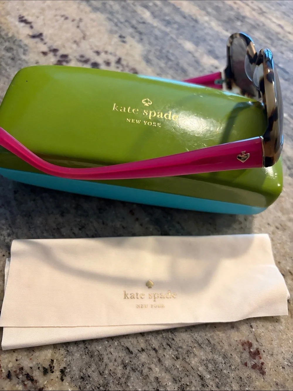 kate spade Tortoise Frame Sunglasses with Hot Pink Temples